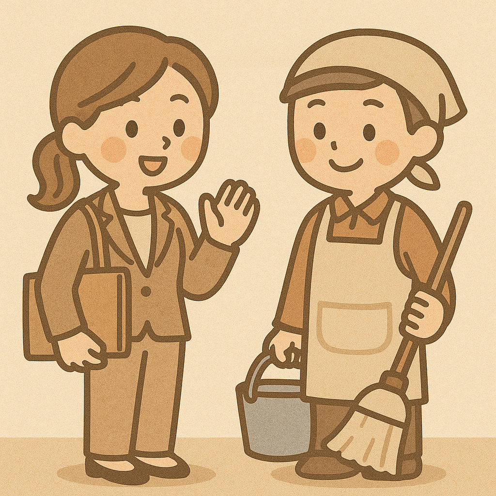 家事代行サービスを依頼している働くお母さんのイラスト