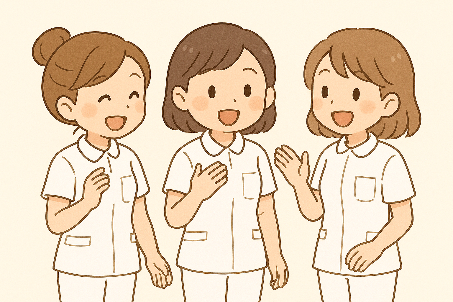 看護師が楽しそうに会話をしているイラスト