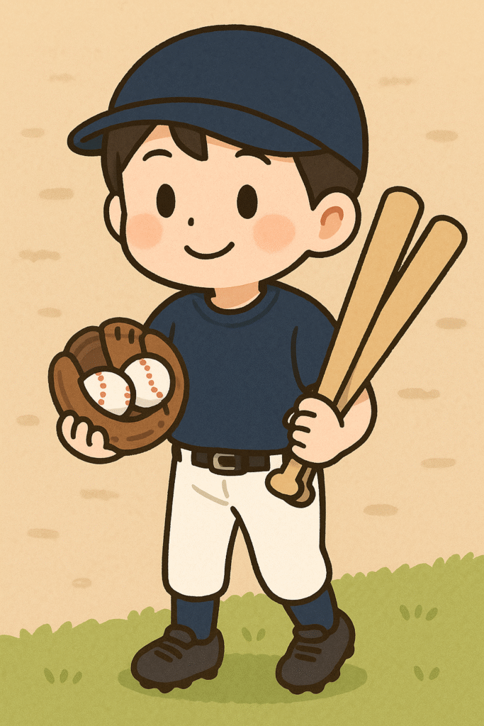 ボールボーイをしている男の子のイラスト