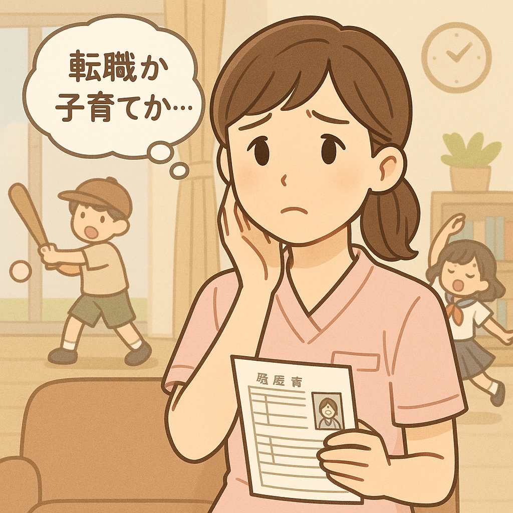 30代から40代の子育て中の看護師が転職に悩む姿