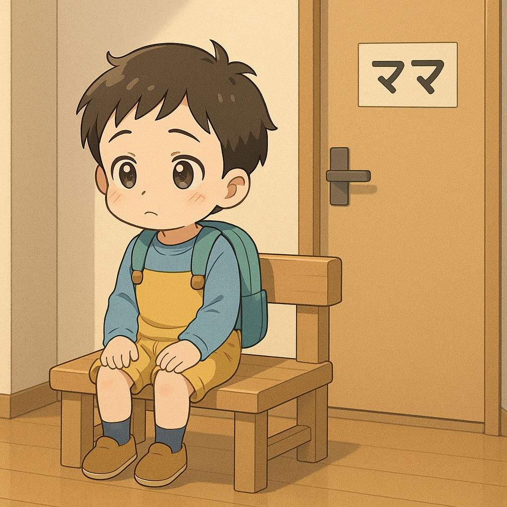 お母さんの帰りを待つ3歳の男の子