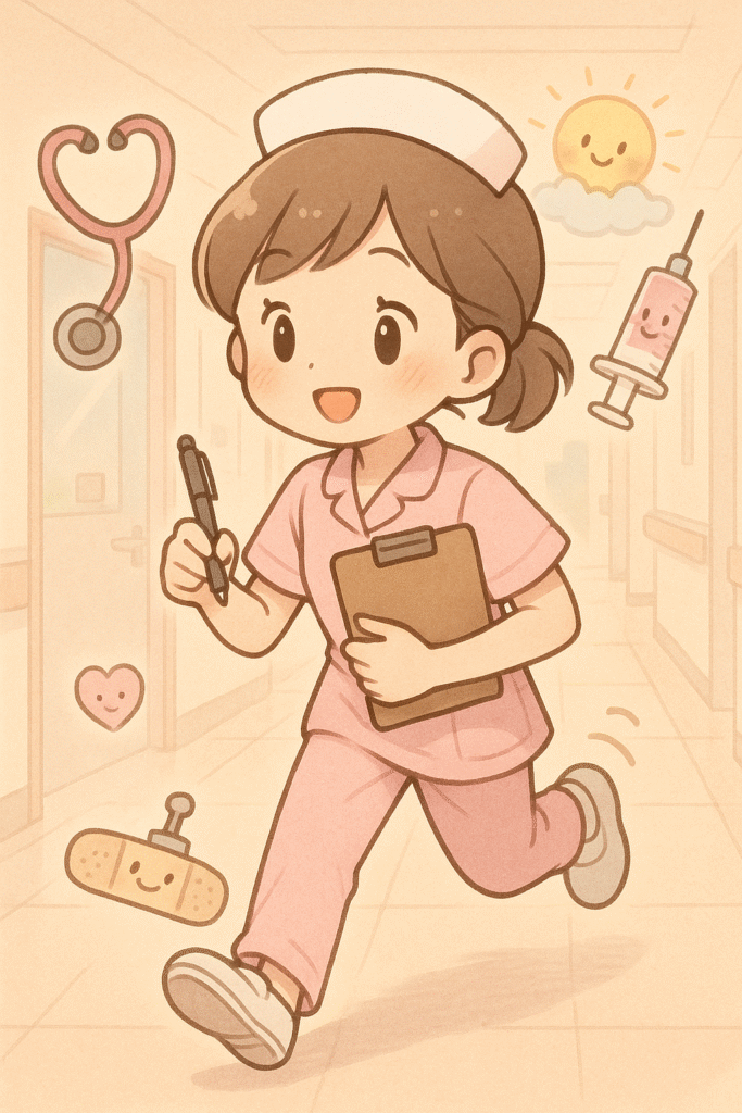 忙しく働く看護師のイラスト