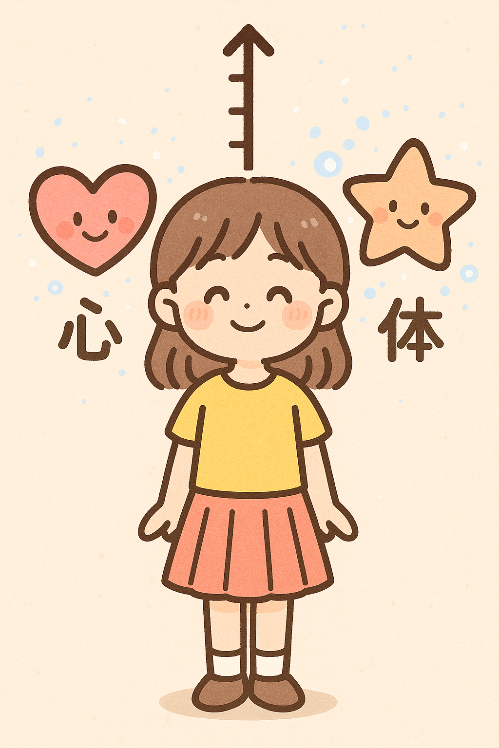 10歳の女の子の心と体が成長しているイラスト
