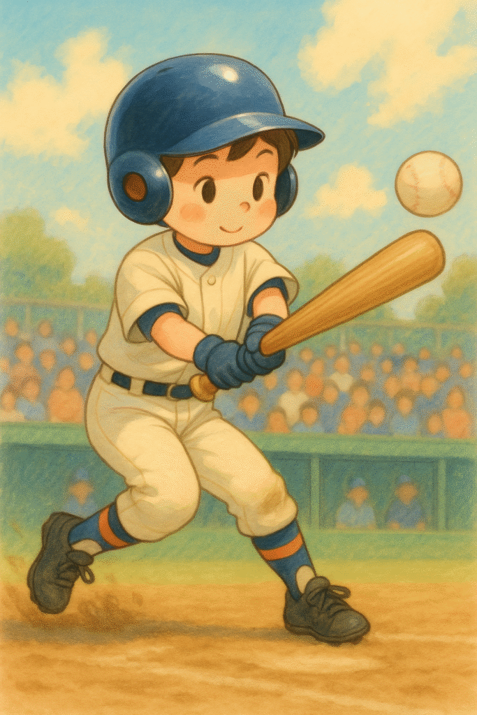 バッターボックスに立つ野球少年