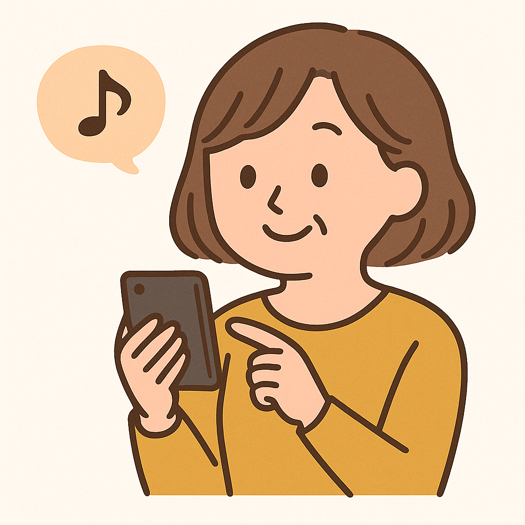 スマホで手続きしている40代女性のイラスト